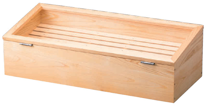木製 ネタ箱 目皿 蓋 ステンレスバット付 長 傾斜型-フクジネット