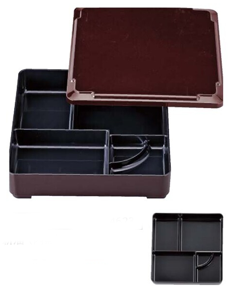 8寸 戦国弁当（固定仕切） 新溜（内黒）