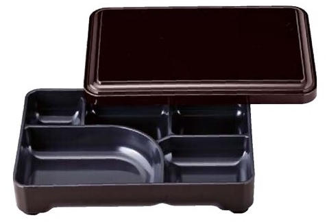 8.5寸 長手弁当（固定仕切り） 新溜（内黒）（A)