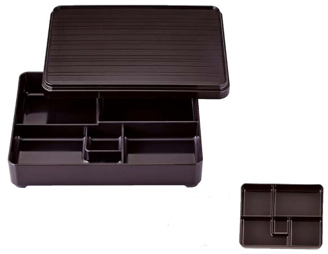 9.5寸 長手舞子弁当（固定仕切）新溜（内黒）