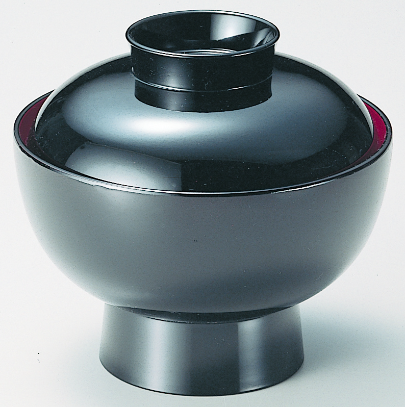 5寸 高台丼 黒内朱