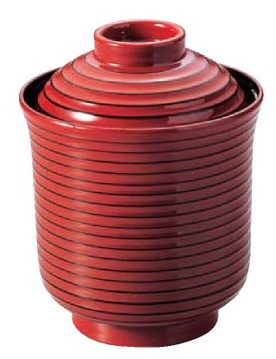 耐熱 線引き箸洗椀（小）朱研出し内黒 蓋付