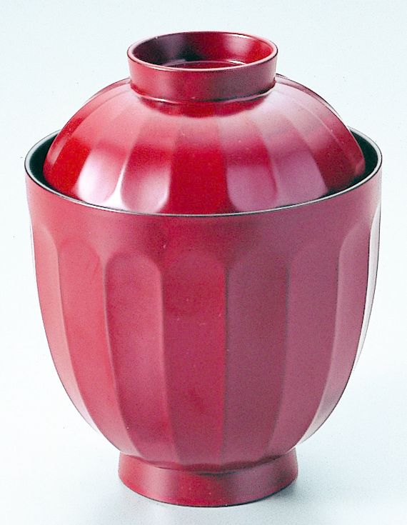 耐熱 菊型小吸物椀 吟朱内黒 蓋付