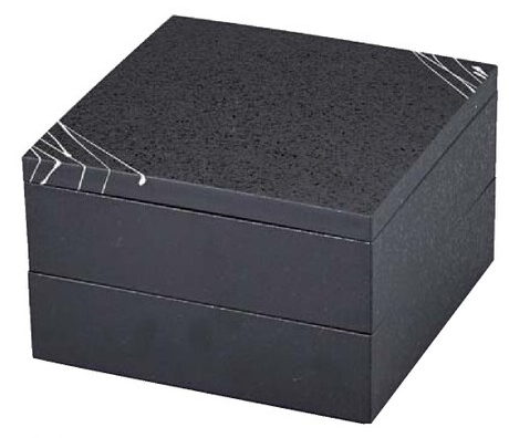 6寸行楽角重（パッキン付）黒タタキ白乱糸