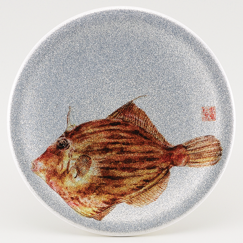 回転寿司皿 耐熱φ150 シルバーパール 日本海 カワハギ