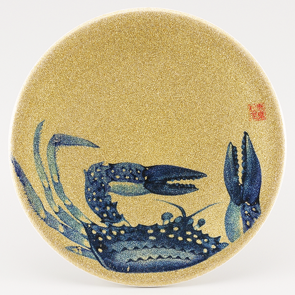 回転寿司皿 耐熱φ150 ゴールドパール 日本海 渡りカニ