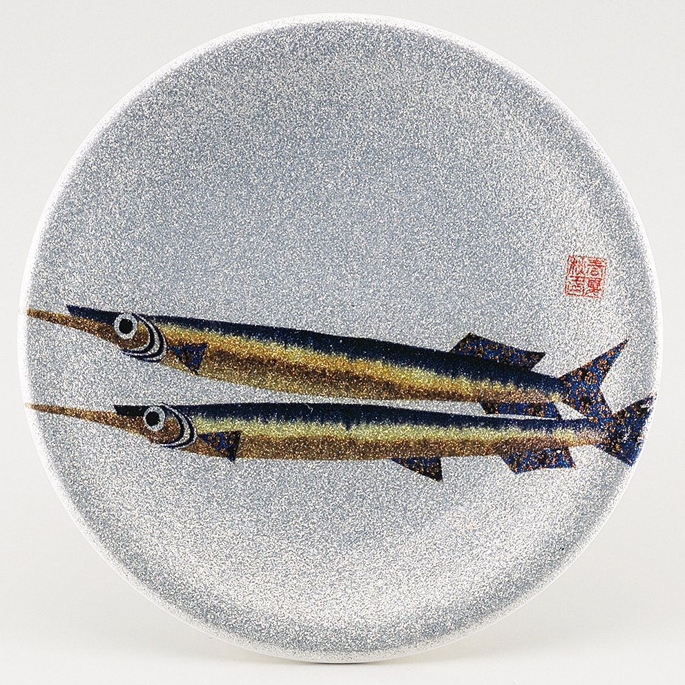 回転寿司皿 耐熱φ150 シルバーパール千代紙 サヨリ