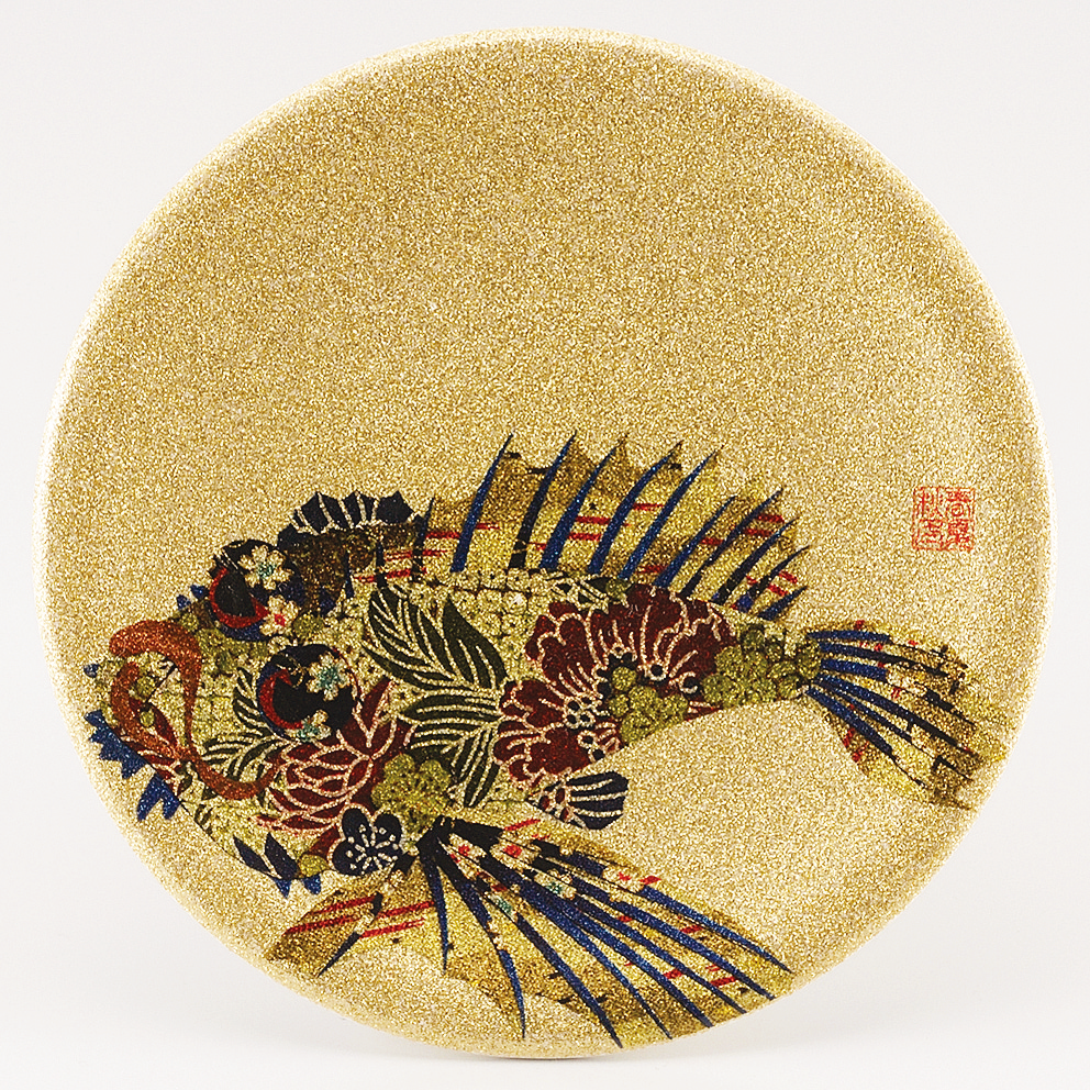 回転寿司皿 耐熱φ150 ゴールドパール千代紙 オコぜ