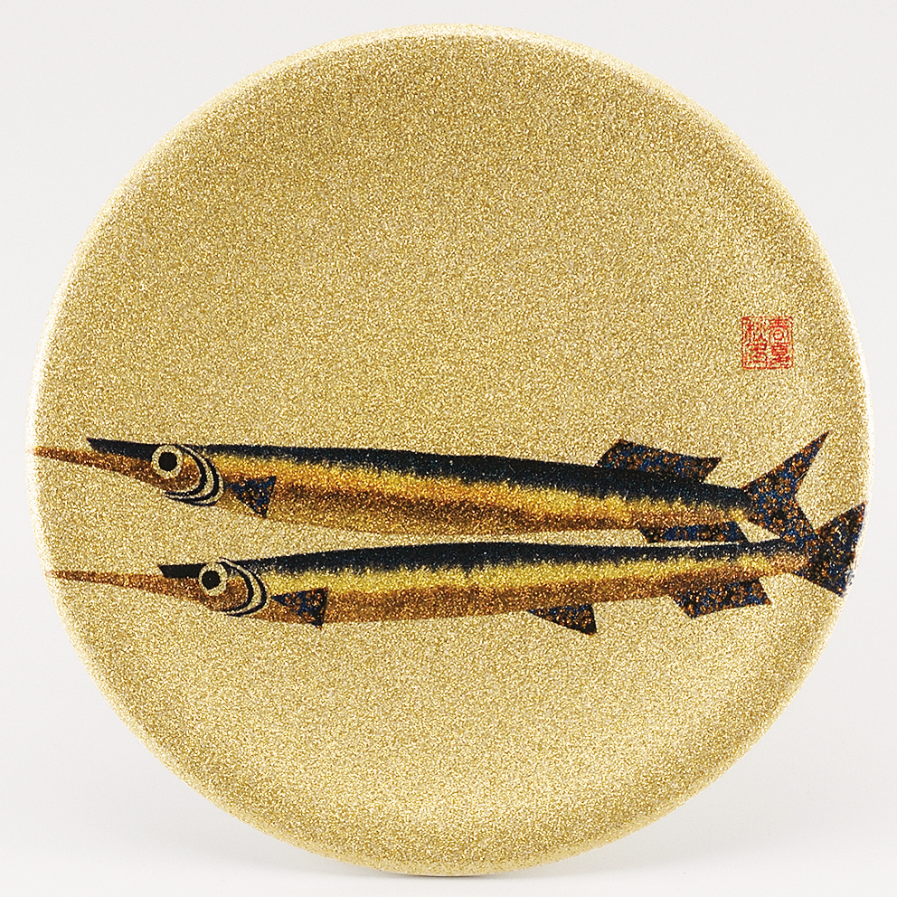 回転寿司皿 耐熱φ150 ゴールドパール千代紙  サヨリ