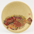 φ150寿司皿 ゴールドパール千代紙 ヒラメ