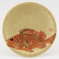 φ150寿司皿 ゴールドパール千代紙 カサゴ