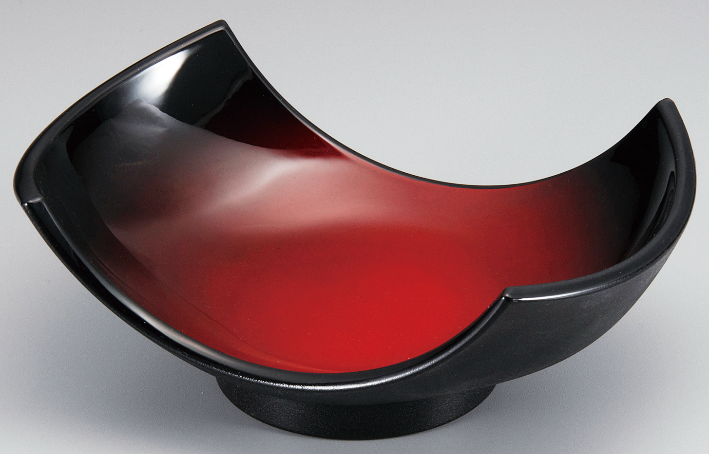 陶器調 舟型錦鉢 朱黒ぼかし