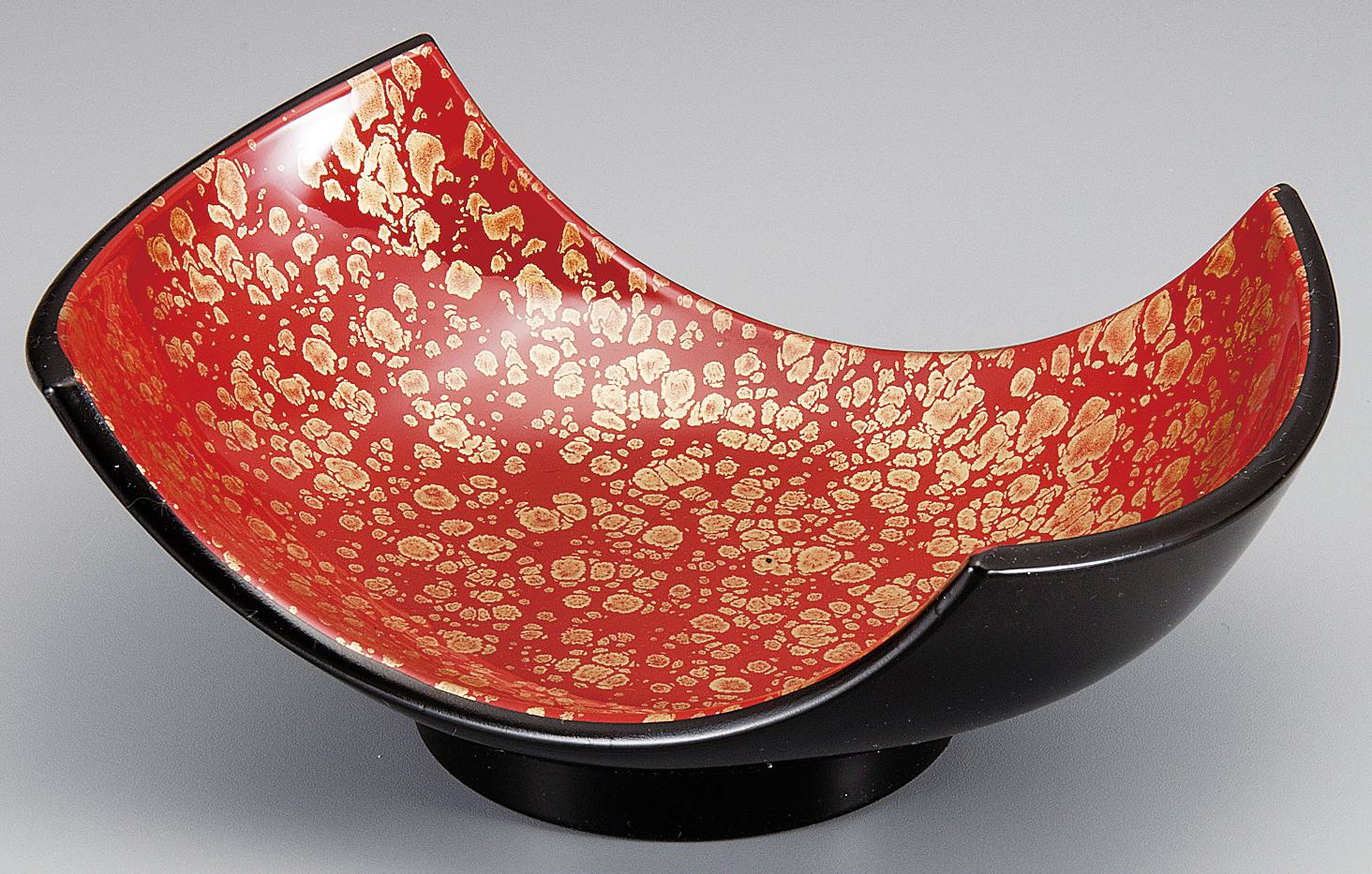 陶器調 舟型錦鉢 朱津軽