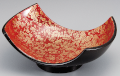 陶器調 舟型錦鉢 朱津軽