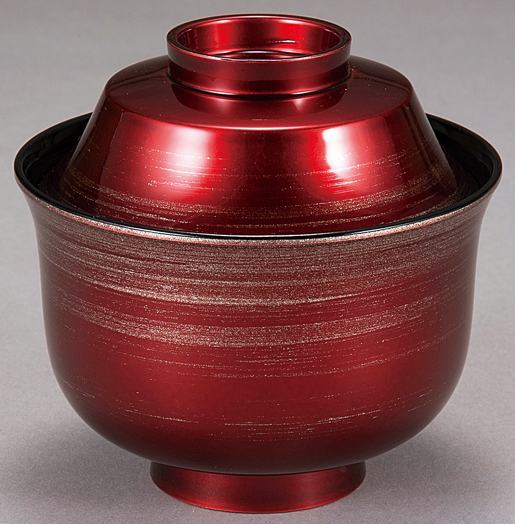 3.2寸 富士型小吸椀 ワイン銀カスリ内黒