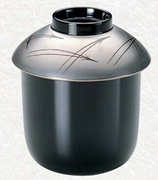 松葉 小吸椀 黒銀抜松葉内黒（漆塗）