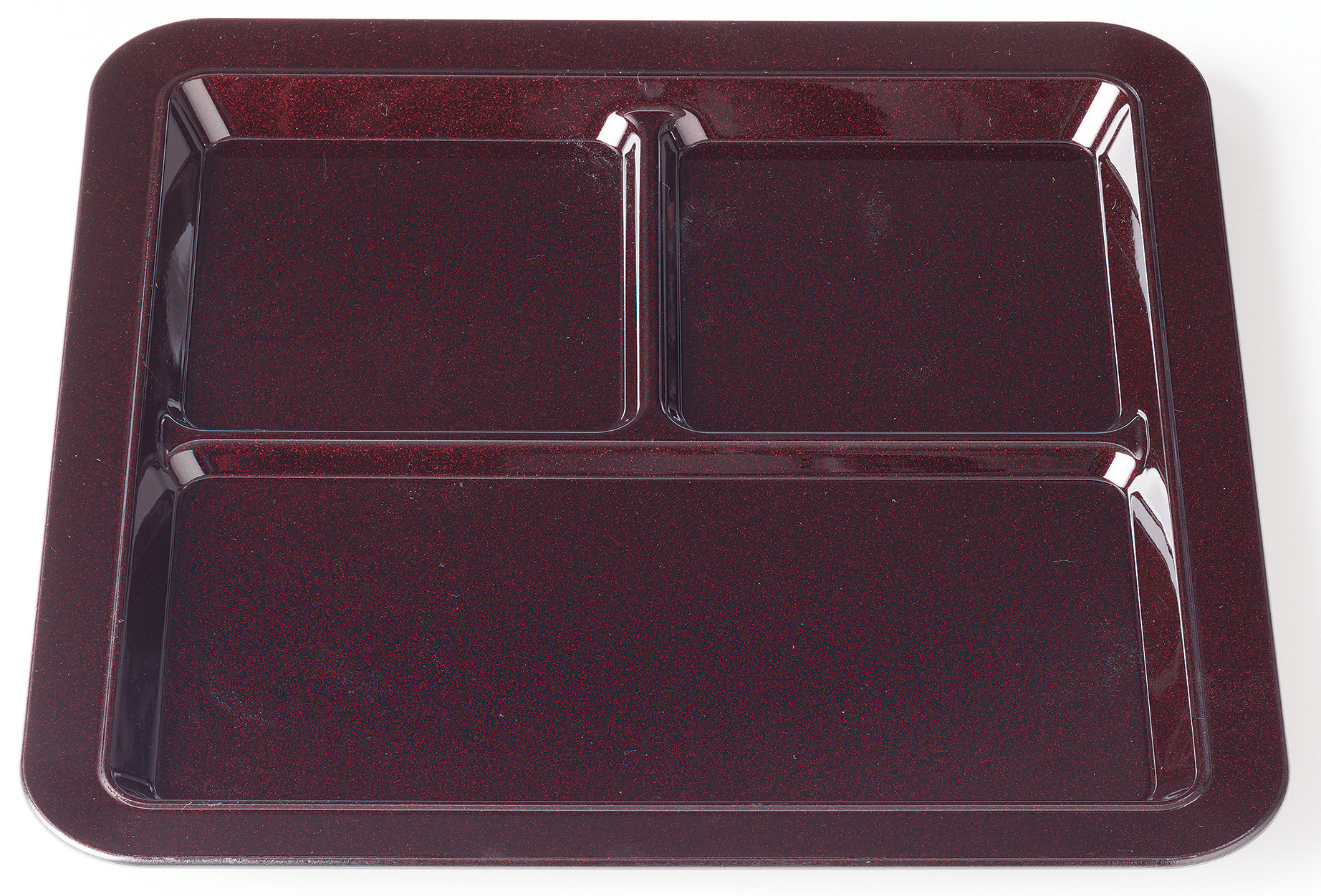 28ｃｍ角バイキングプレート三つ切 溜パール（裏黒）