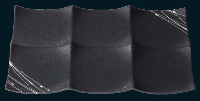 ABS 6連プレート 黒タタキ白乱糸裏黒