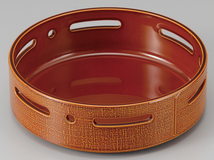 5寸 布目丸すかし盛器 漆調春慶