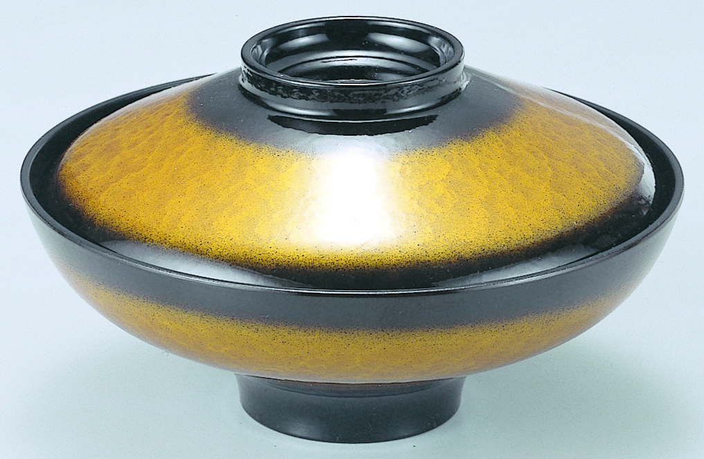 5寸 富士型煮物椀 アクアイエロー内黒