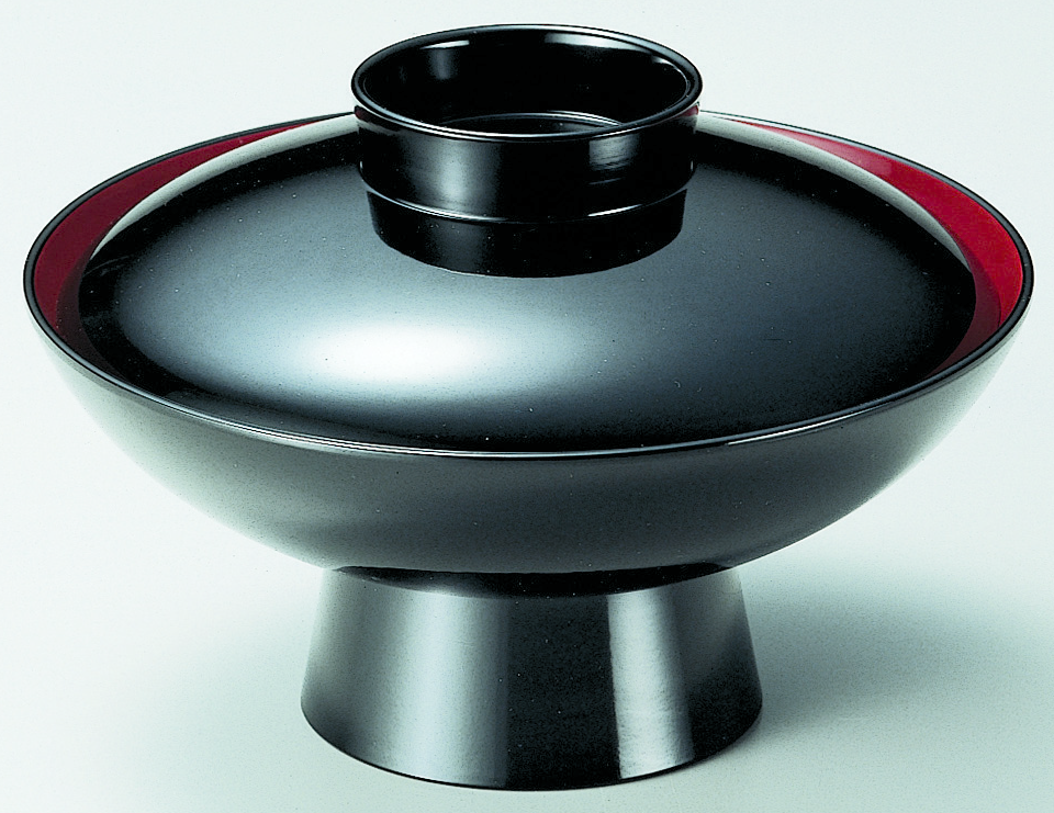 6寸 高台小槌椀 黒内朱