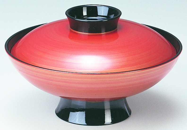 煮物椀 蓋付き 耐熱 5.5寸 木槌椀 朱こがねツバ黒内黒