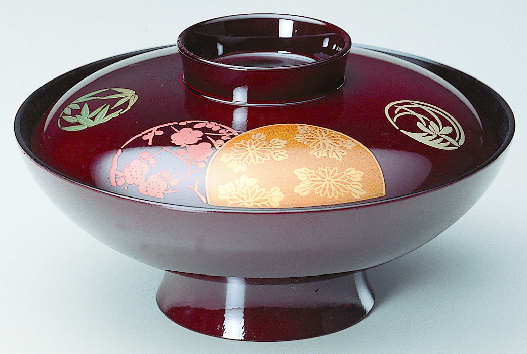 煮物椀 蓋付き 耐熱 5.5寸 木槌椀 溜花丸内黒