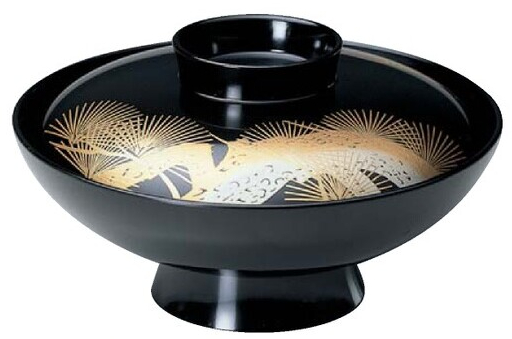 煮物椀 蓋付き 耐熱 6寸 木槌椀 黒老松内黒