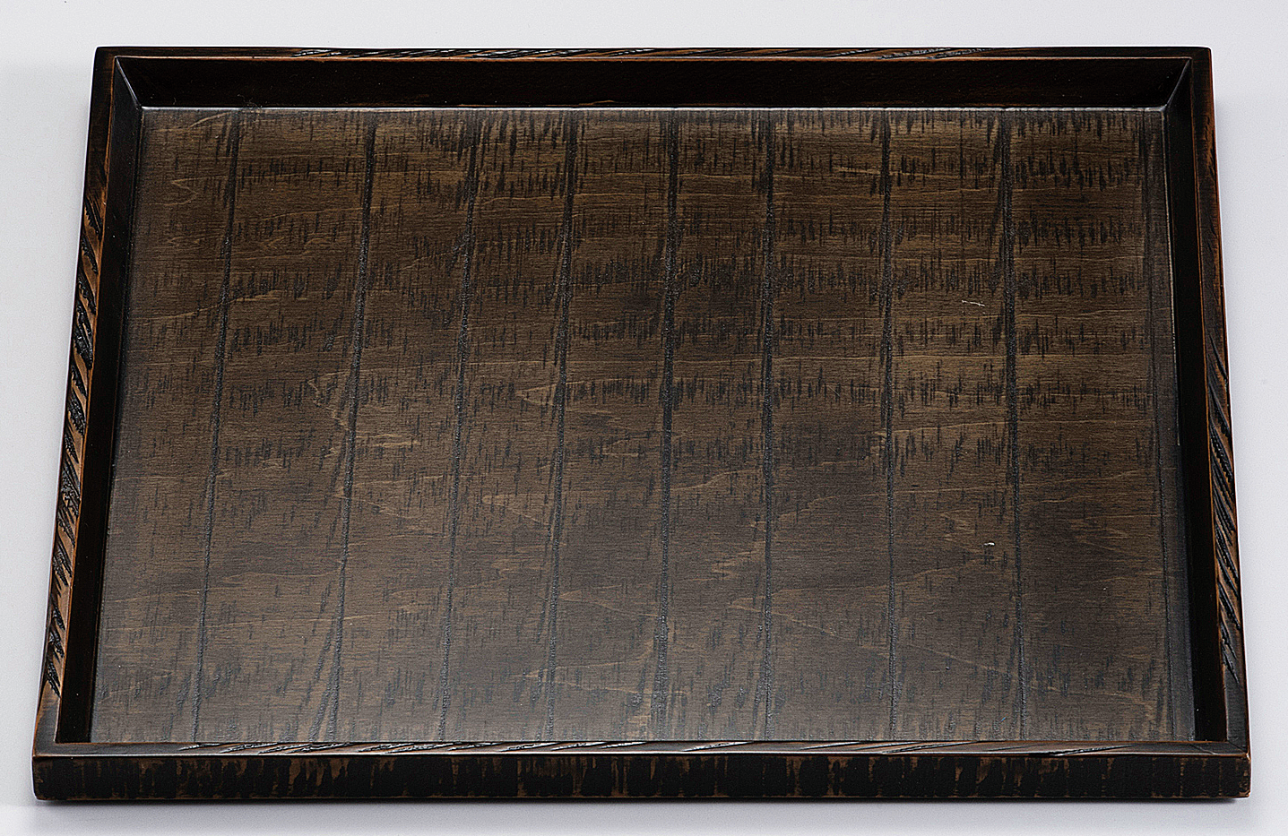 木製 荒彫角盆 よもぎ塗