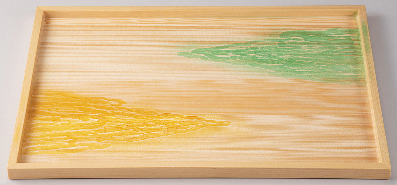 木製 長角御神前盆 雲海クリアー仕上