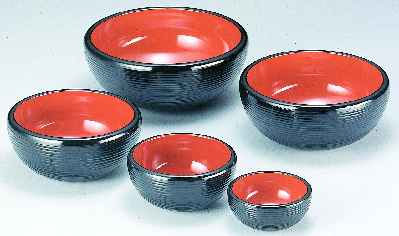 千筋 ナツメ鉢 黒内朱