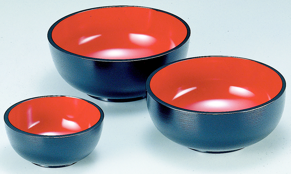 三日月鉢  黒刷毛目内朱