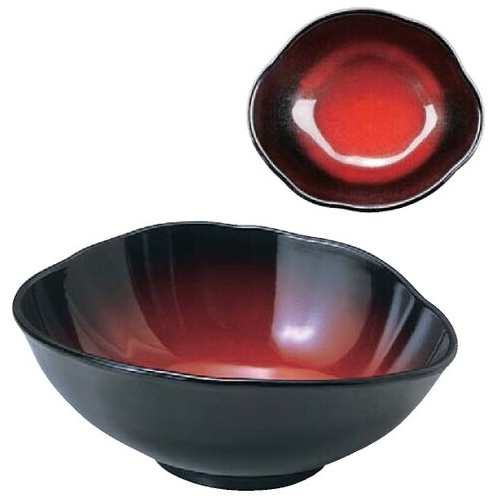 吉野鉢 黒内朱ぼかしパール