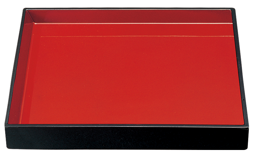 9寸 両面長角番重（大） 黒内朱