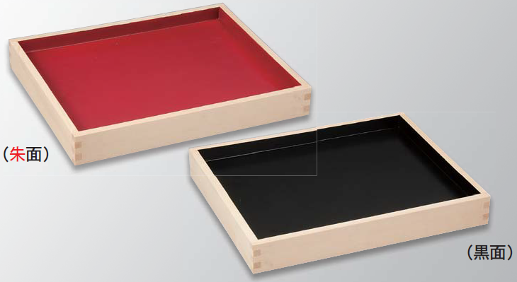 木製 両面惣菜盆（浅） 白木内朱裏黒塗