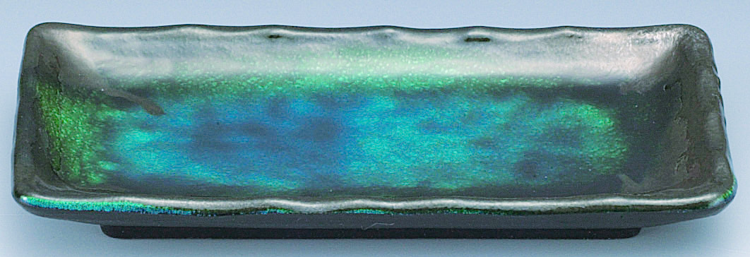 6.5寸 波渕焼物皿 ブルー流し