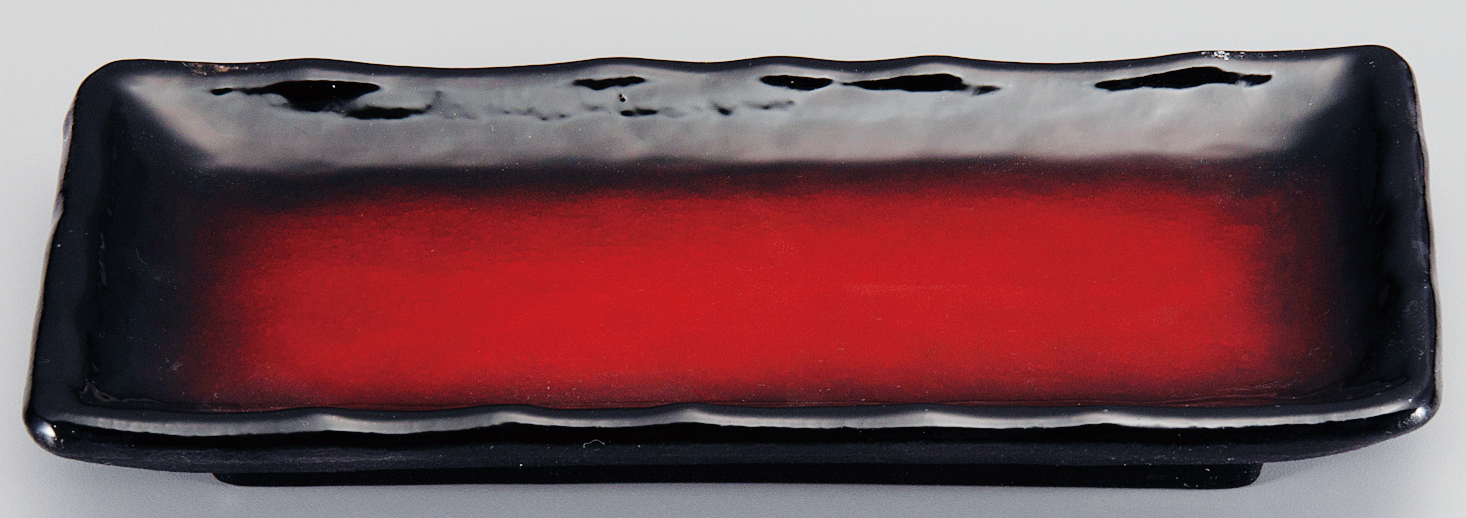 6.5寸 波渕焼物皿 朱黒ぼかし