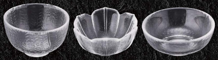 ガラス器 φ6cm 静波小鉢 レッド/縁金