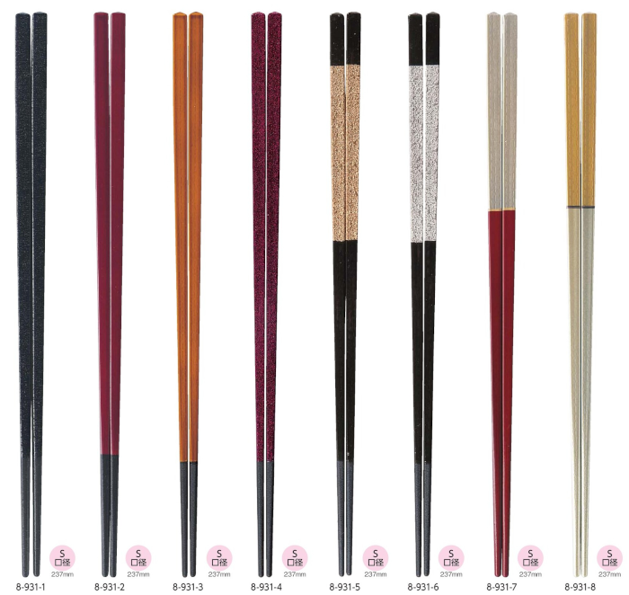 ＰＢＴ樹脂塗箸 錐頭四角木目箸