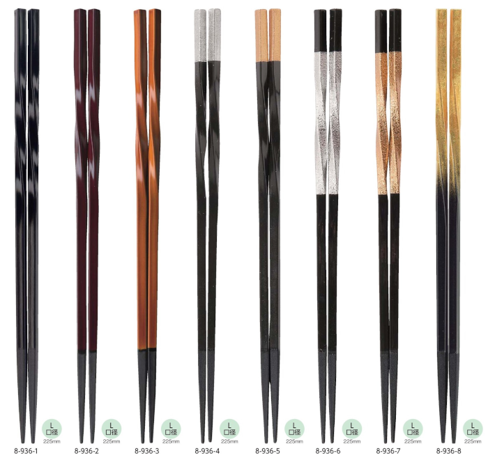 PBT樹脂塗箸 細身ねじり箸