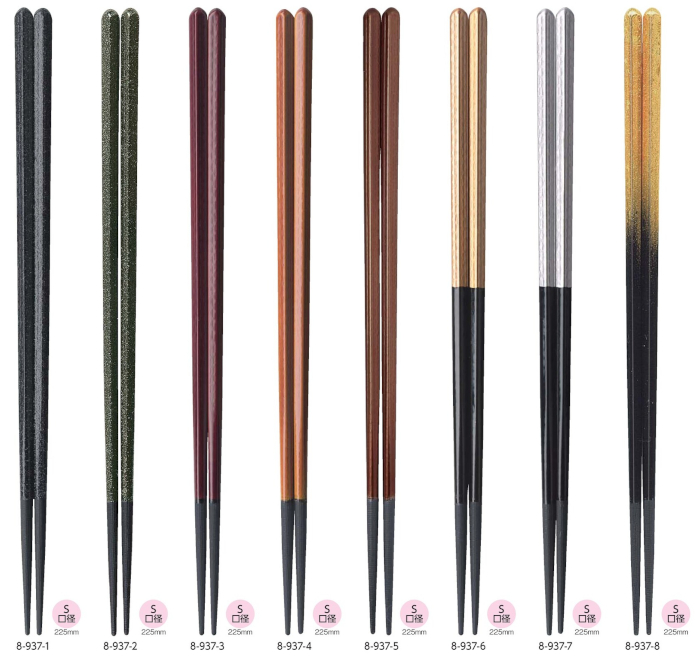 PBT樹脂塗箸 細身五角木目箸