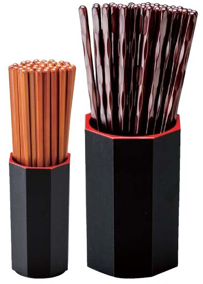 ABS製 八角木目箸立て 黒天朱